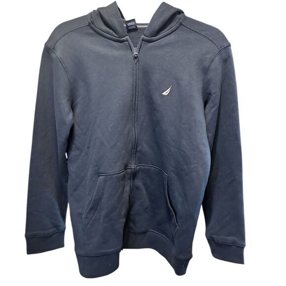 NWT Nautica Unisex Childs Navy Blue Full Zip Logo Hoodie Jacket - Size L/14-16 - Picture 1 of 6